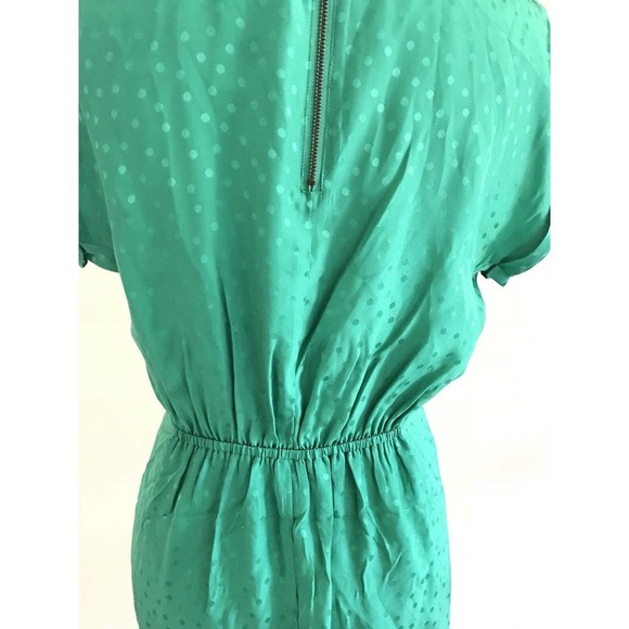 Fossil | Emily Silk Dress Size 0 Luminary Green Polka Dot Crewneck Empire Waist - Picture 7 of 12